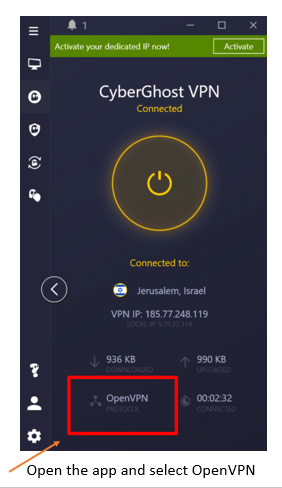 CyberGhost VPN Mobile app: how to select OpenVPN as your protocol