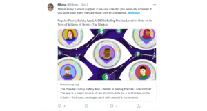 Twitt Life360 app disturbing selling data activities