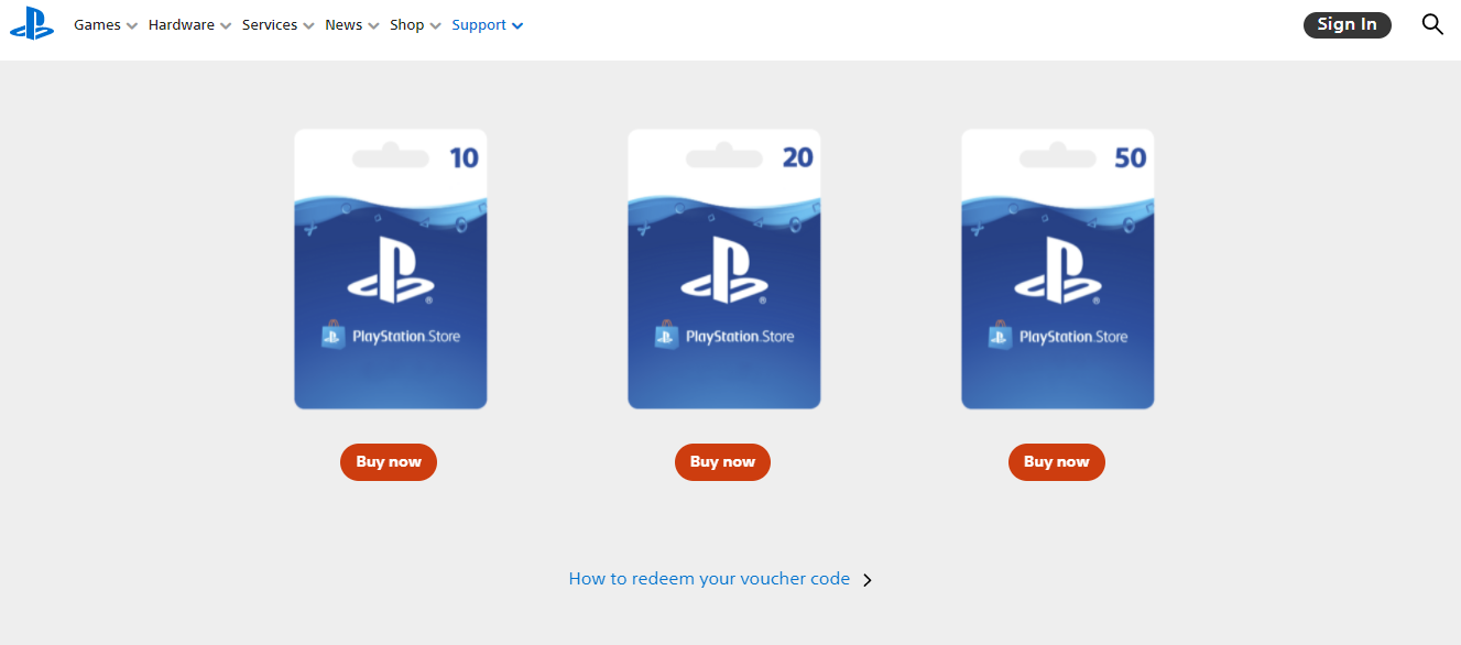 Three Digital PlayStation gift card options