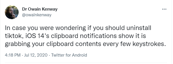 Dr Owain Kenway advises people to uninstall TikTok to prevent the app from reading their clipboard