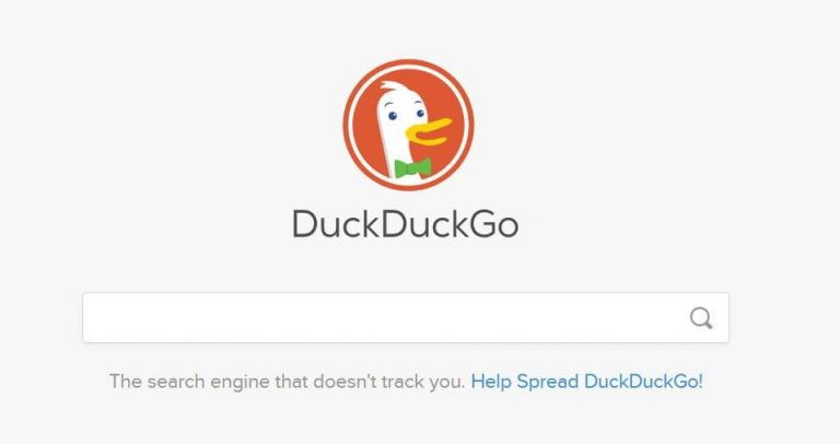 DuckDuckGo browser home page.