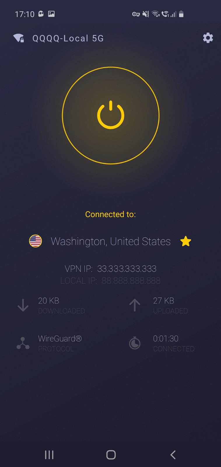 CyberGhost VPN connected on Android