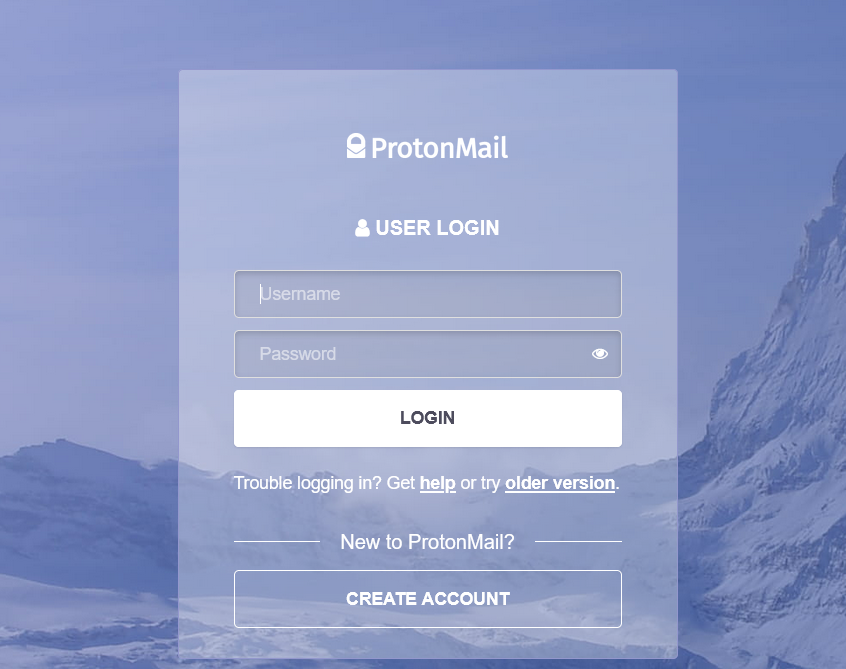 ProtonMail user login page